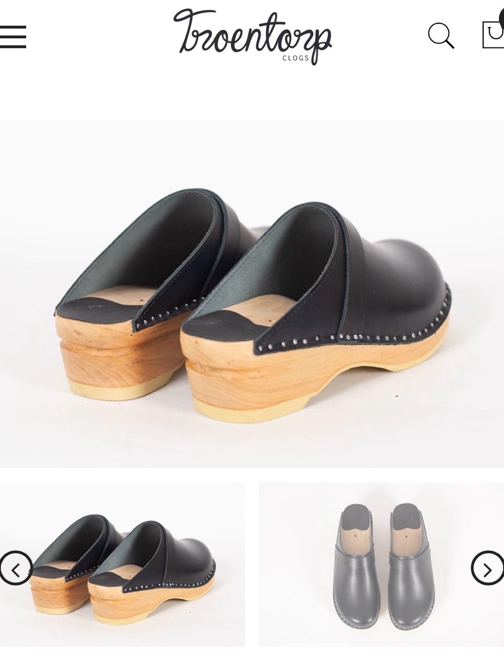 Troentorp sweden made Da Vinci Black Leather Clog - Picture 3 of 6